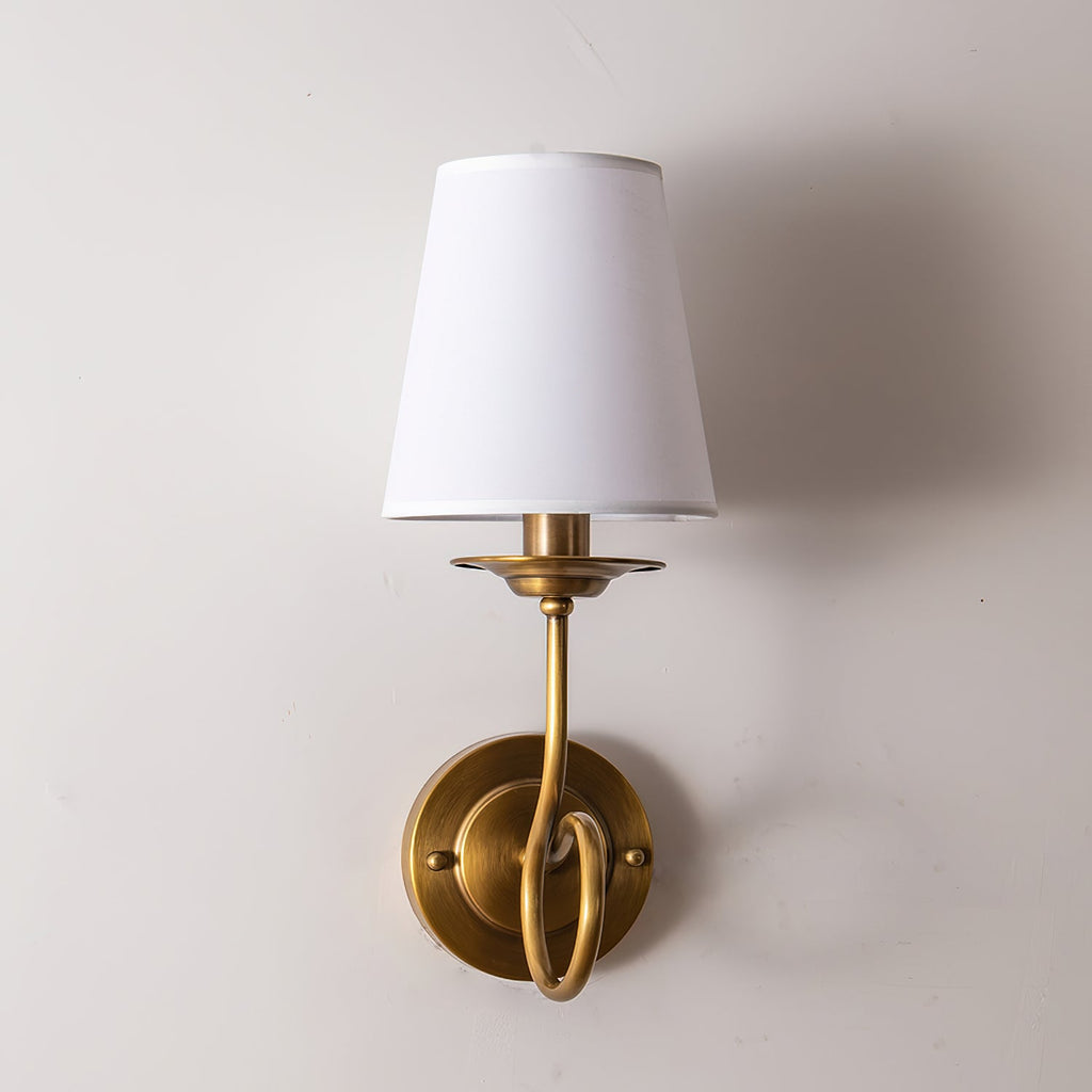 Brass Sphere Linen Shade Wall Light