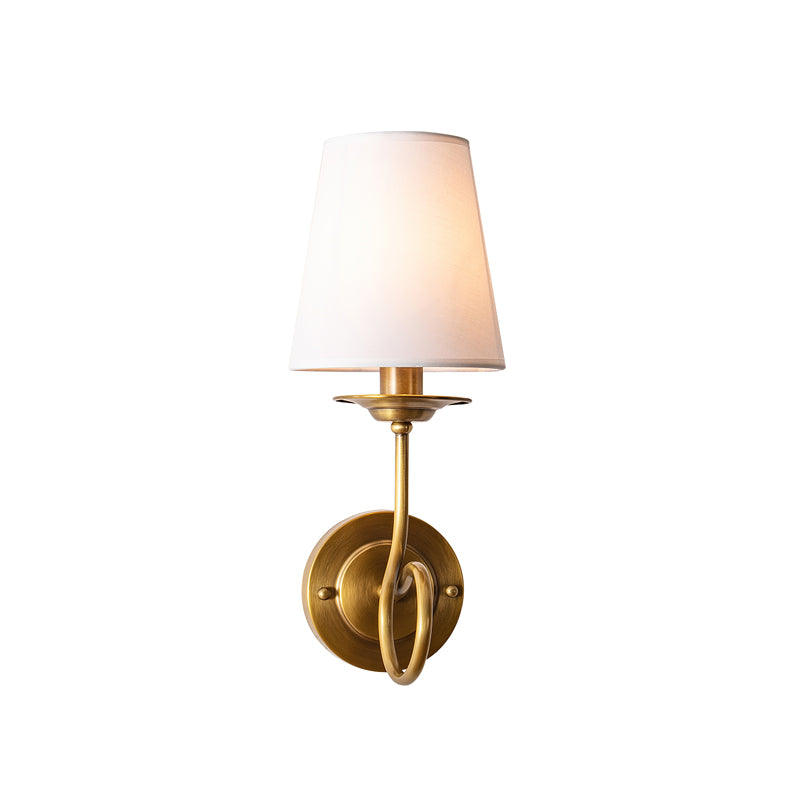 Brass Sphere Linen Shade Wall Light
