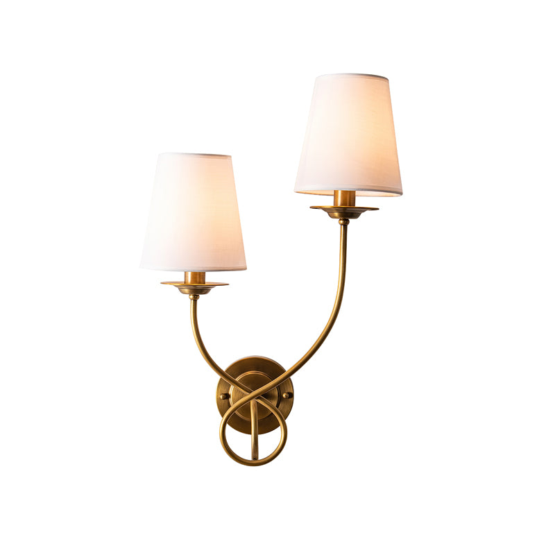 Brass Sphere Linen Shade Wall Light