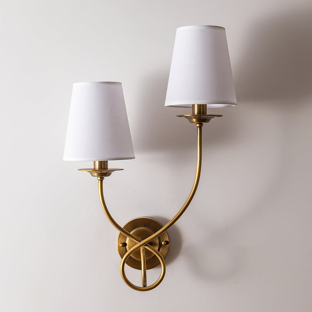 Brass Sphere Linen Shade Wall Light