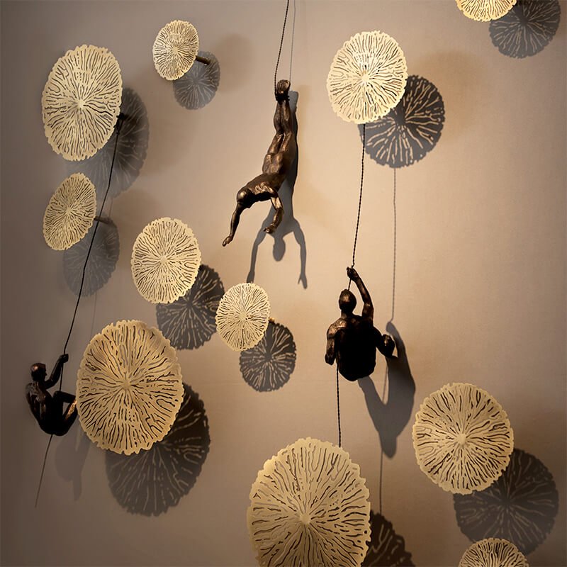 Climbing Figure Resin Wall Sculpture