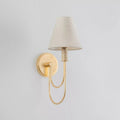 Brass Arc Arm Linen Wall Light