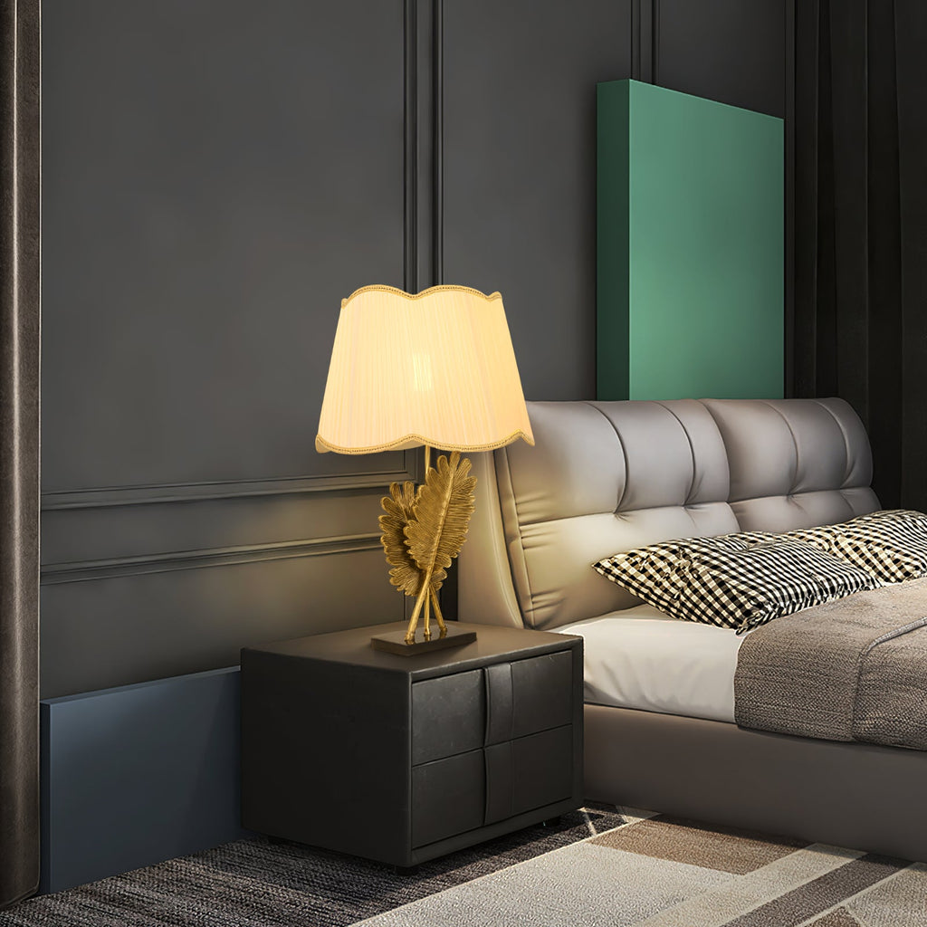 Gold Banana Leaf Marble Table Lamp