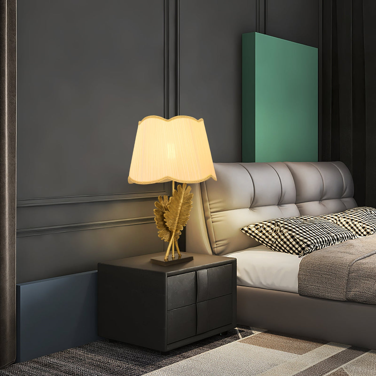 Gold Banana Leaf Marble Table Lamp