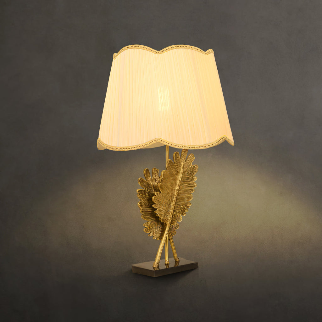 Gold Banana Leaf Marble Table Lamp
