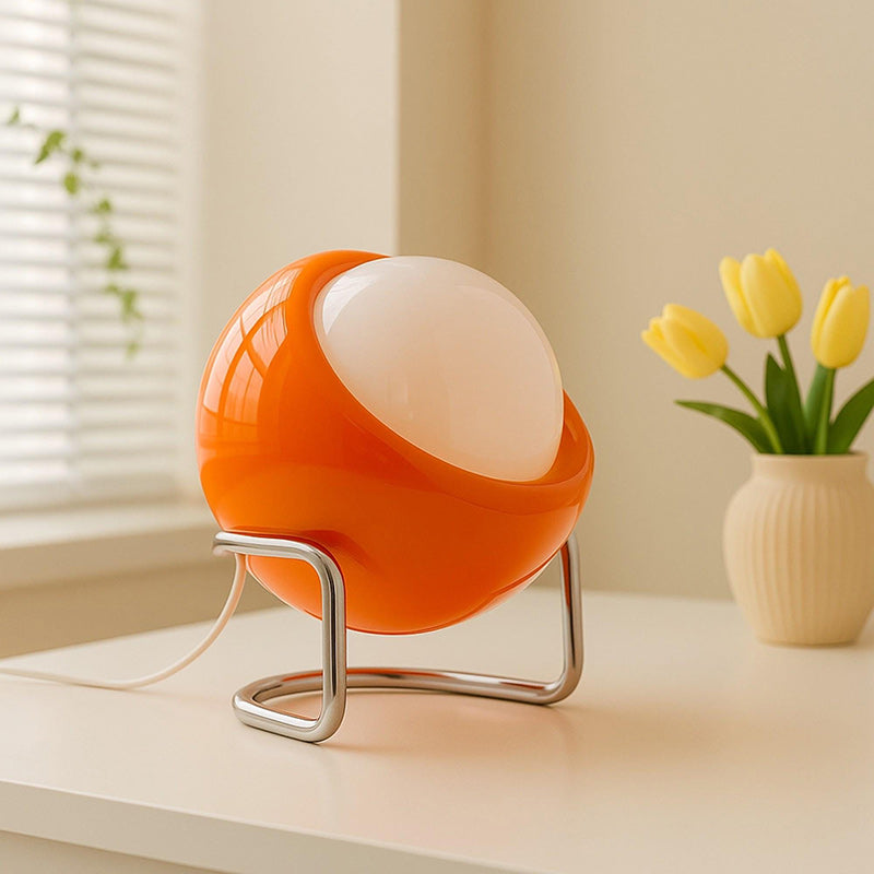 Cordless Tilted Glass Orb Table Lamp