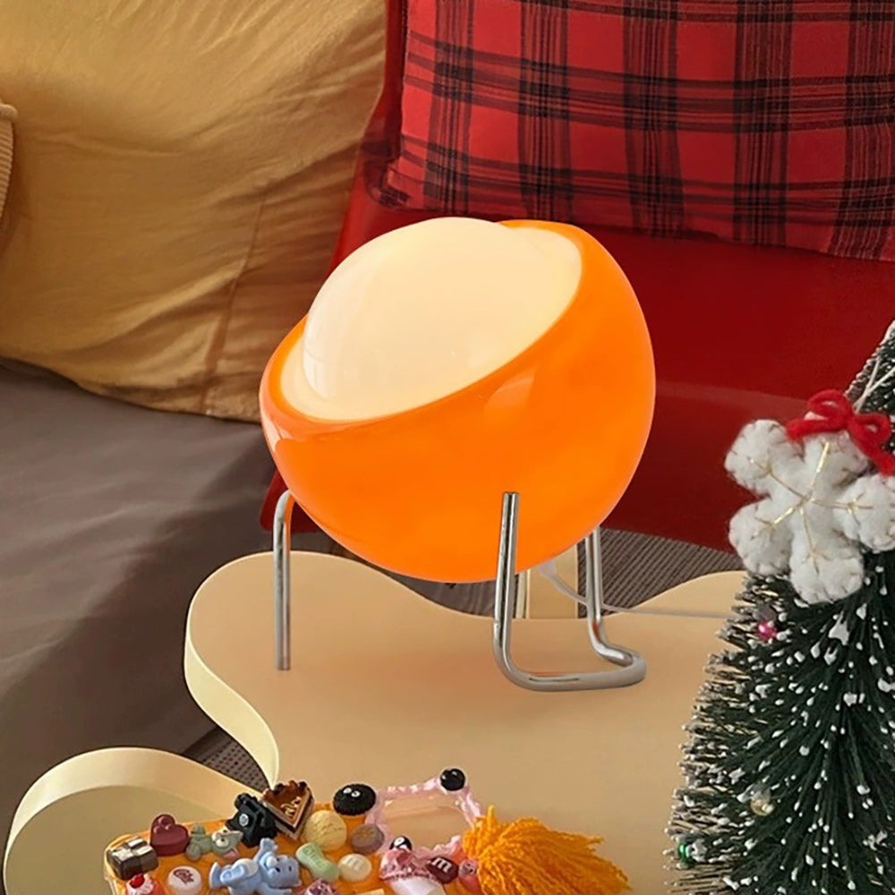 Cordless Tilted Glass Orb Table Lamp