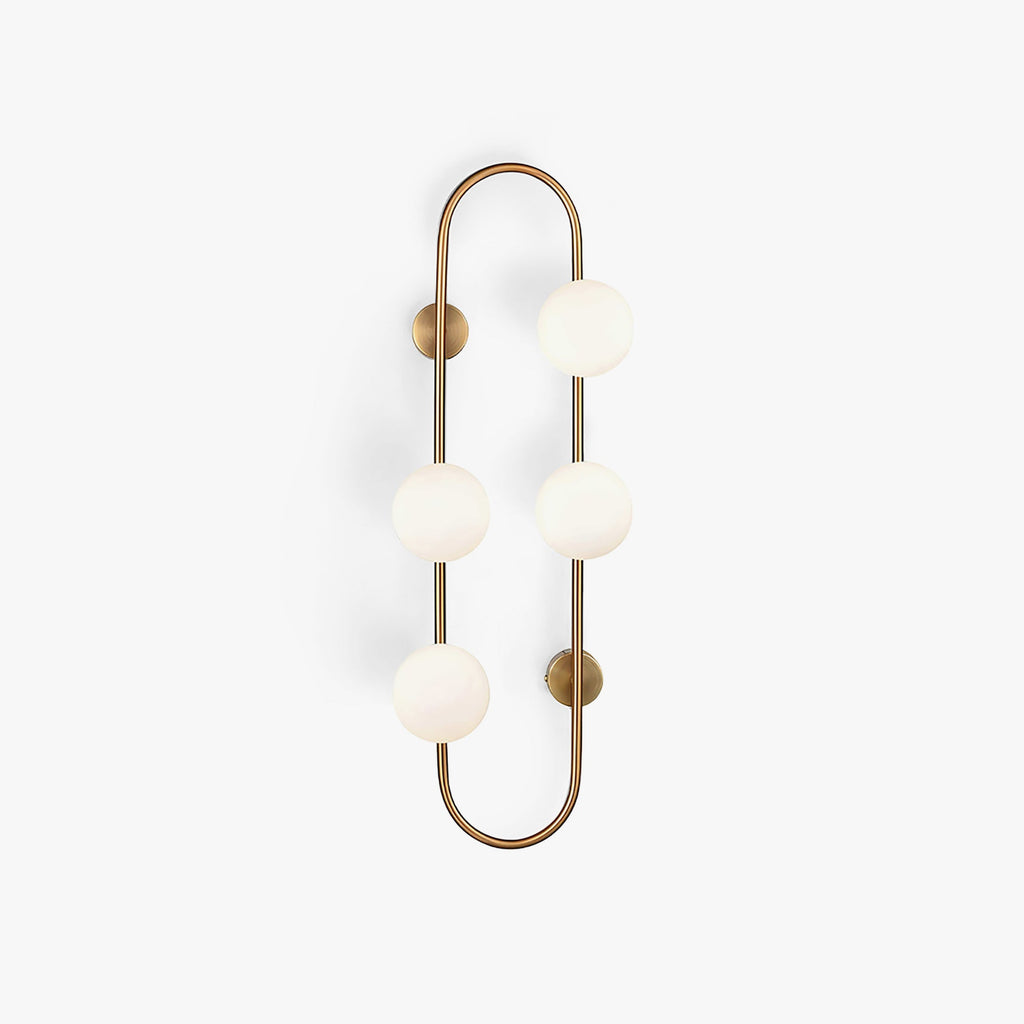 Twin Frosted Globe Curved Brass Wall Lamp