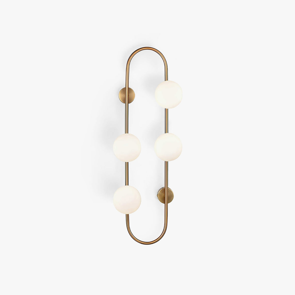 Twin Frosted Globe Curved Brass Wall Lamp