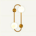 Twin Frosted Globe Curved Brass Wall Lamp