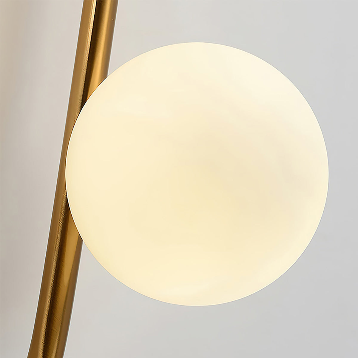 Twin Frosted Globe Curved Brass Wall Lamp