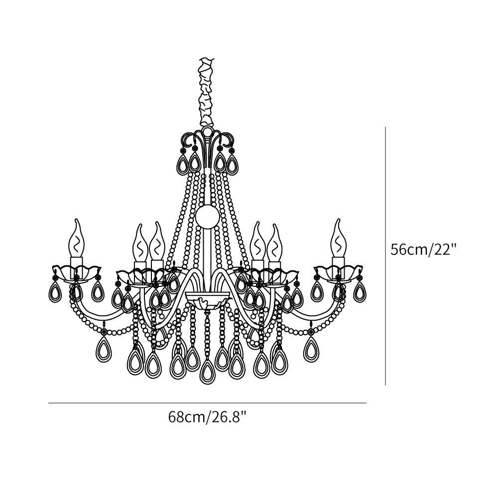 Gold Candle-Arm Crystal Chandelier