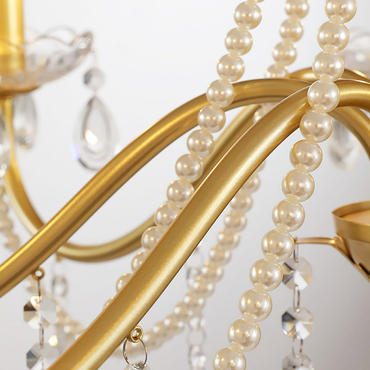 Gold Candle-Arm Crystal Chandelier