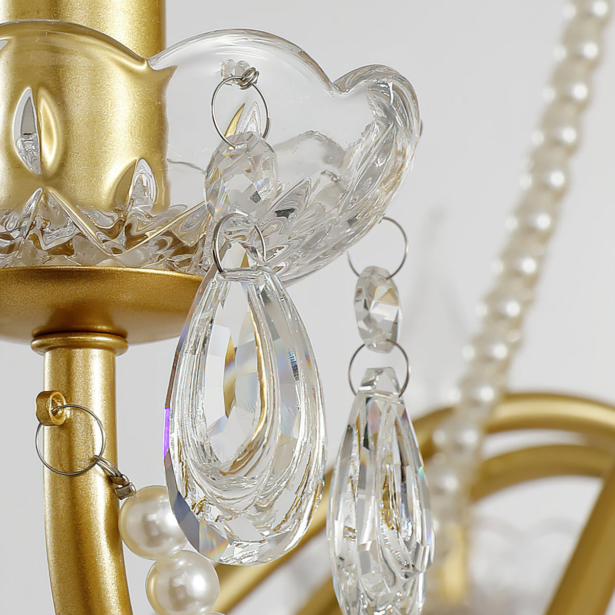 Gold Candle-Arm Crystal Chandelier
