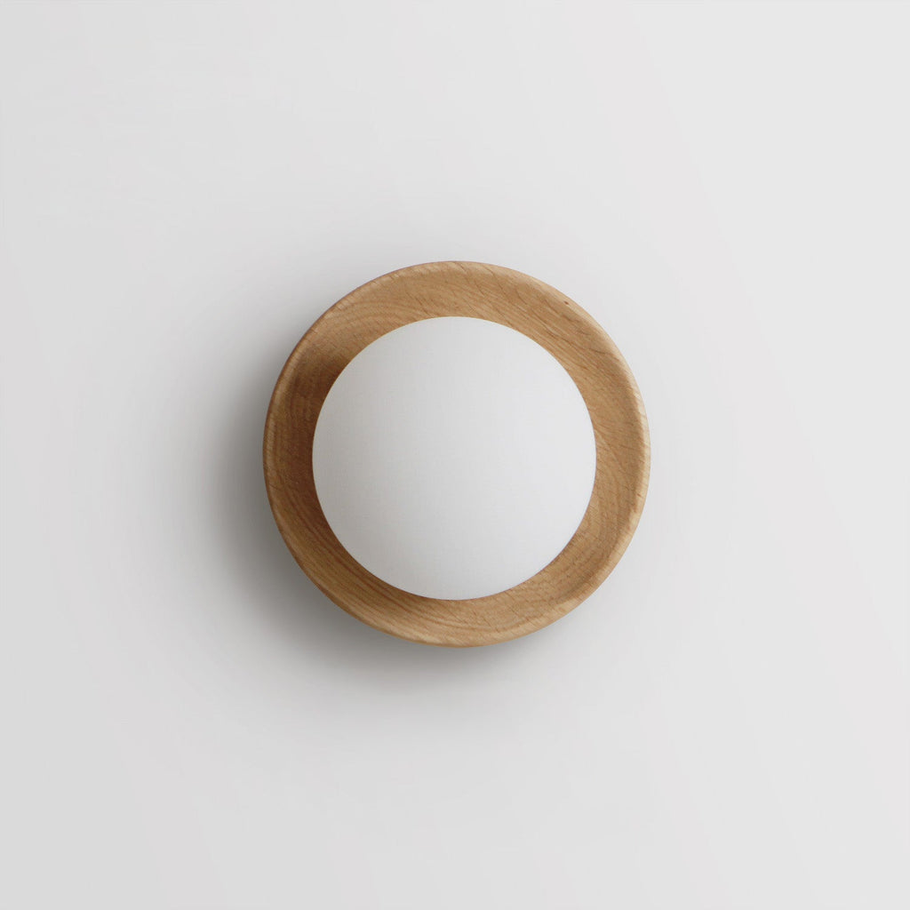 Hardwood Backplate Glass Dome LED Wall Light