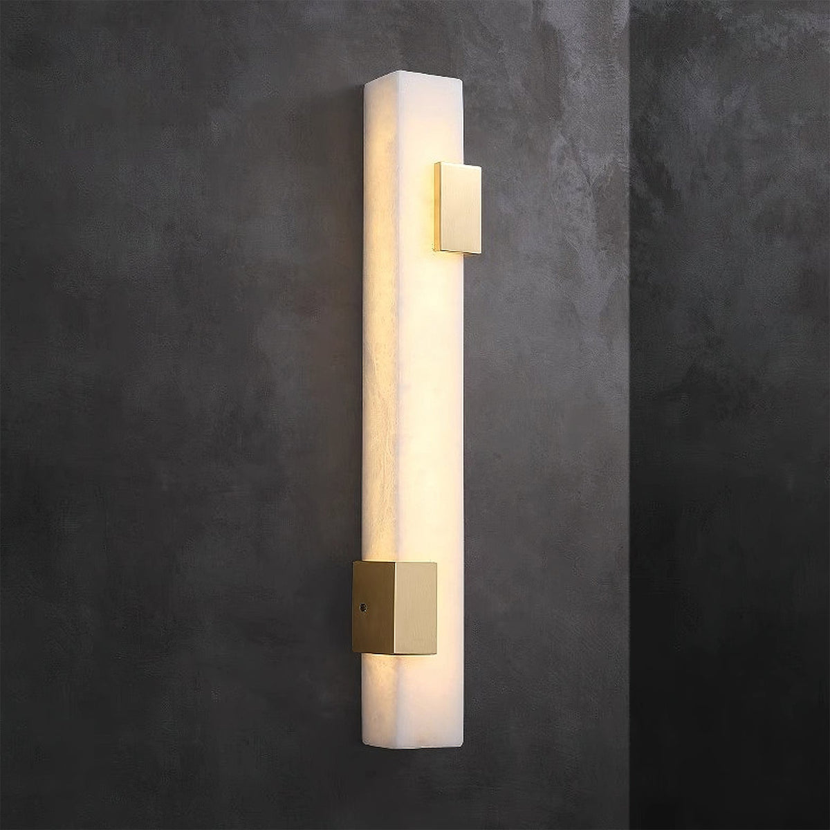 Elongated Alabaster Brass LED Wall Light