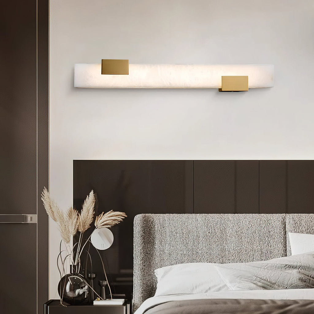 Elongated Alabaster Brass LED Wall Light