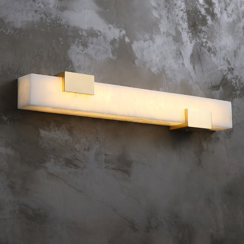 Elongated Alabaster Brass LED Wall Light