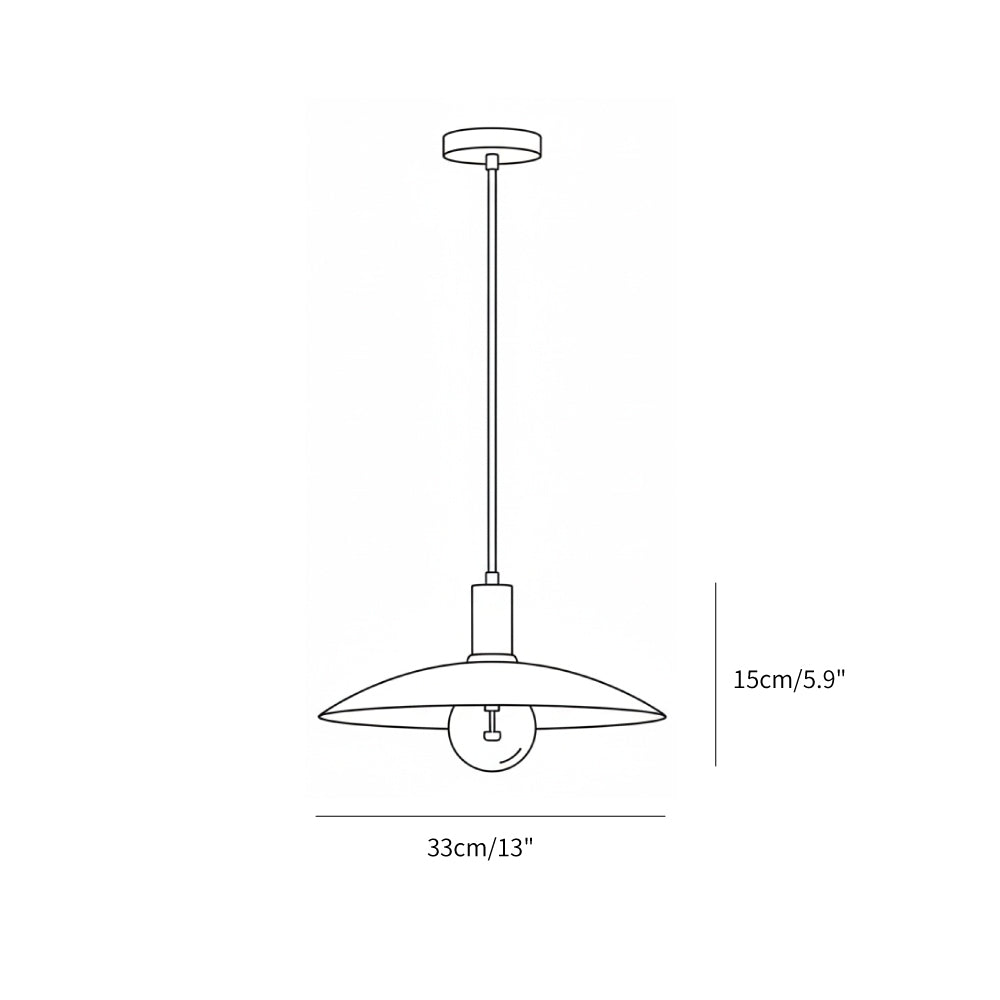 Wide Brass Shade Pendant Light