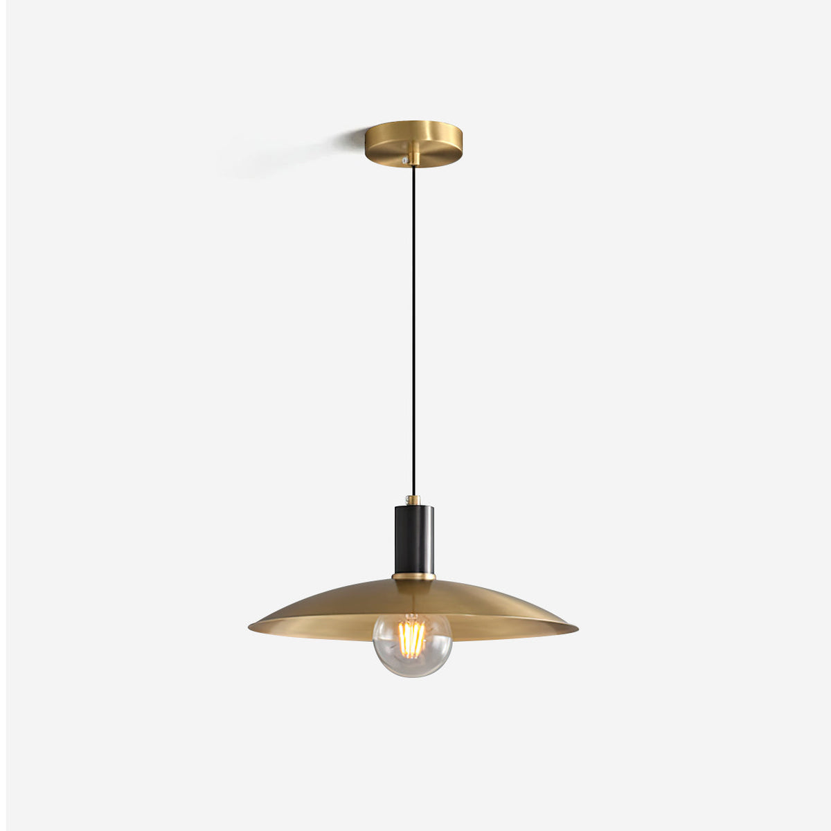 Wide Brass Shade Pendant Light