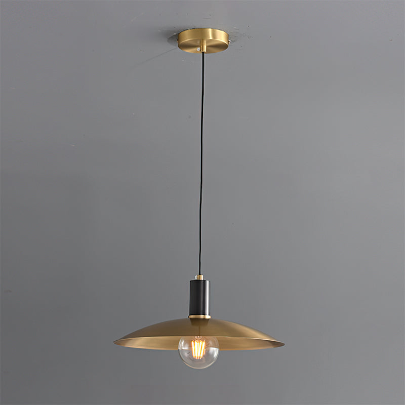 Wide Brass Shade Pendant Light