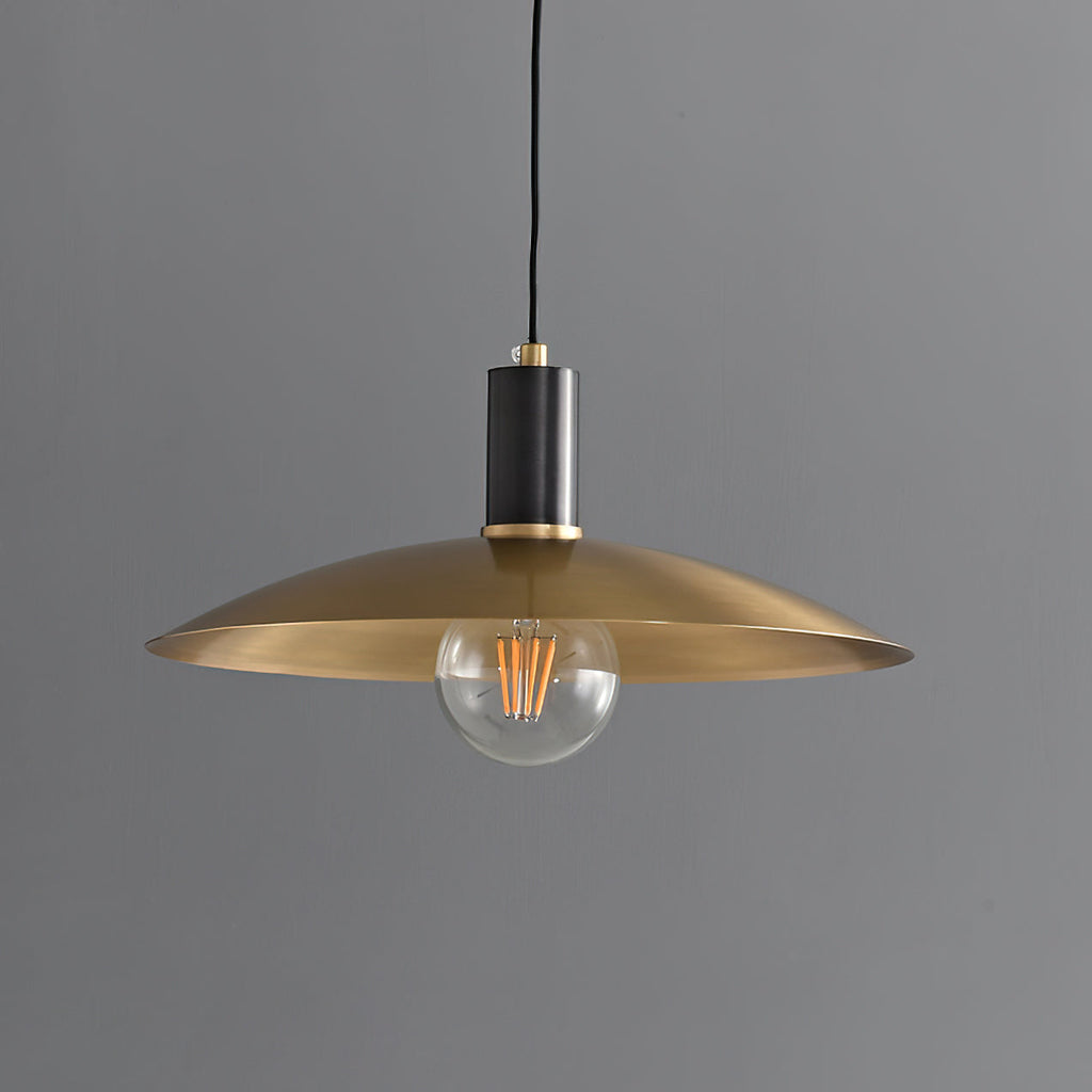 Wide Brass Shade Pendant Light