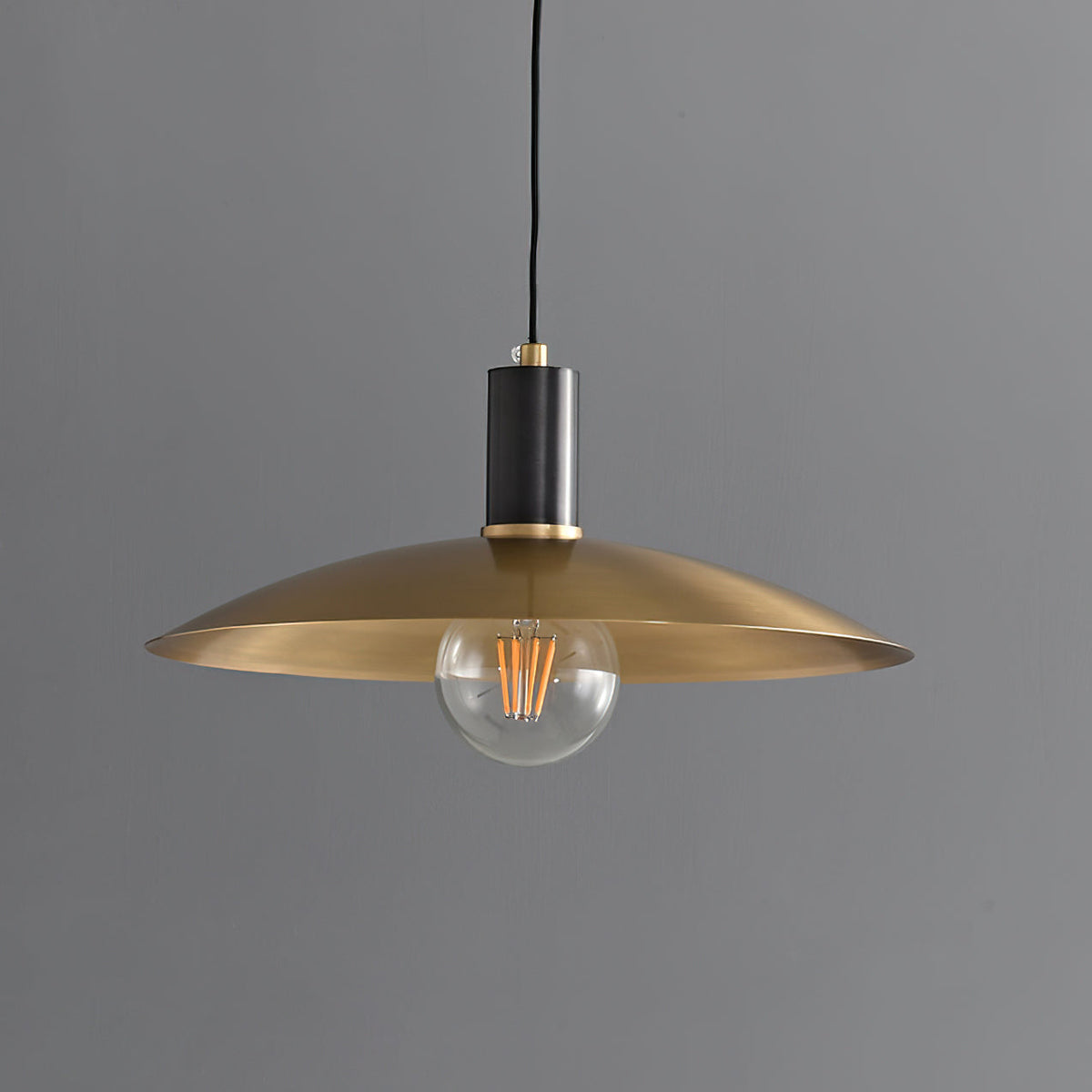 Wide Brass Shade Pendant Light
