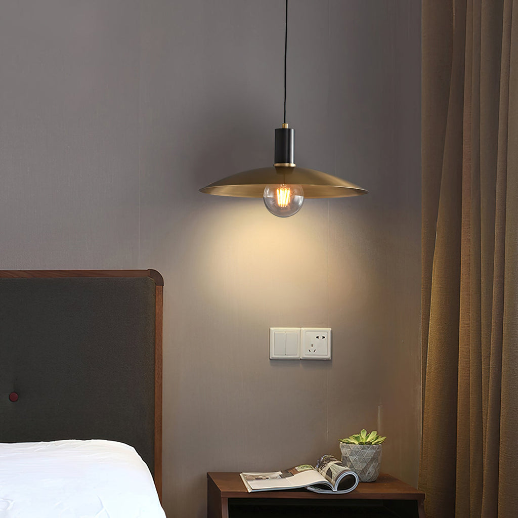 Wide Brass Shade Pendant Light