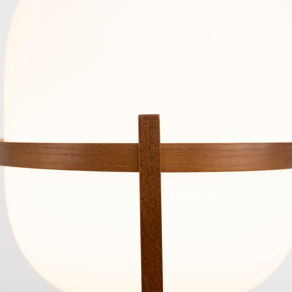 Wooden Frame Glass Lantern Table Lamp