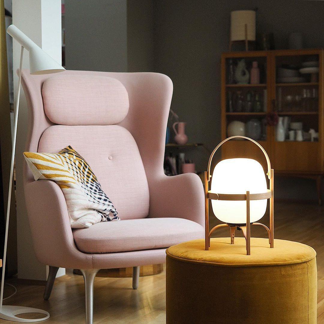 Wooden Frame Glass Lantern Table Lamp