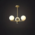 Angular Brass Arm Glass Globe Chandelier