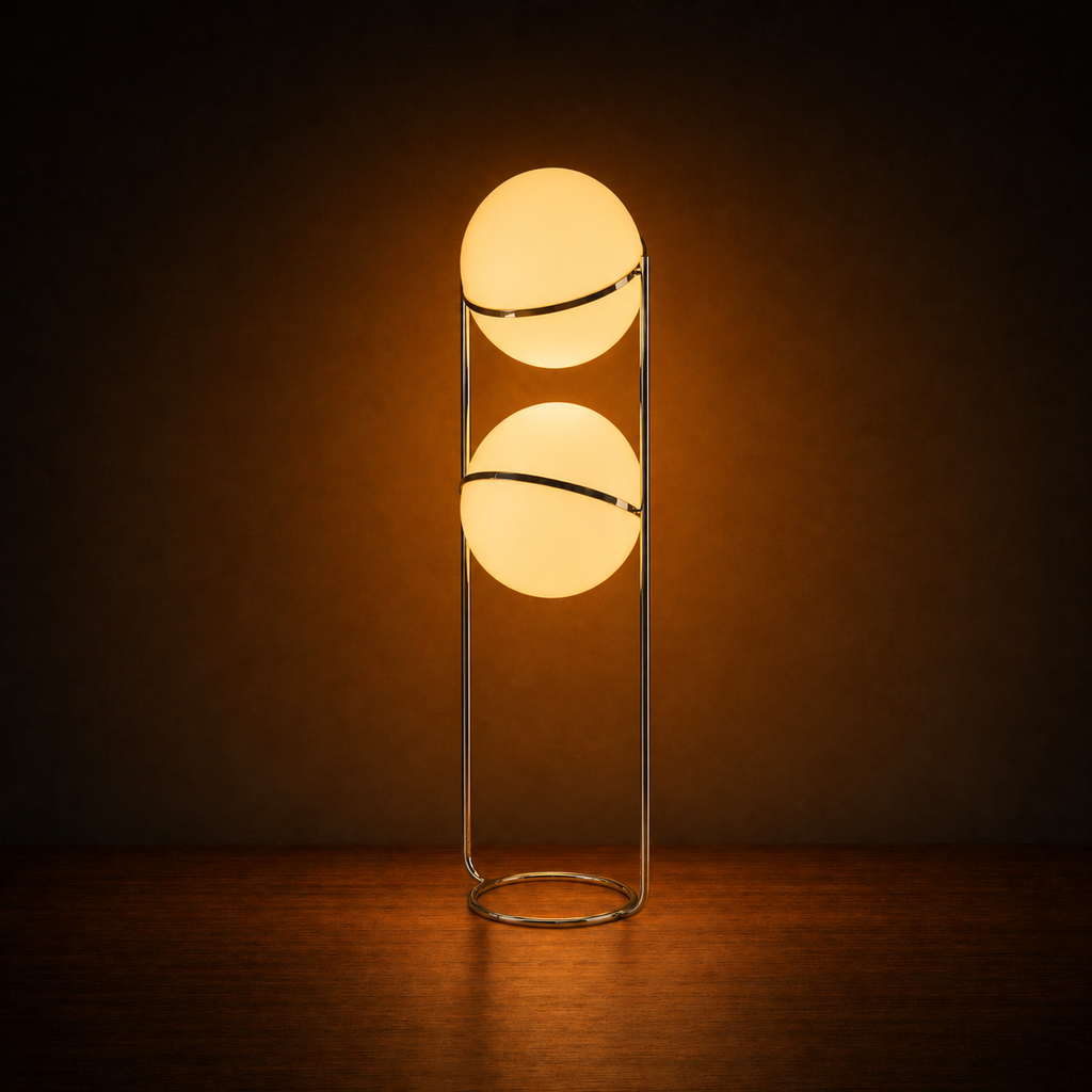Twin Opal Globe Chrome Floor Lamp