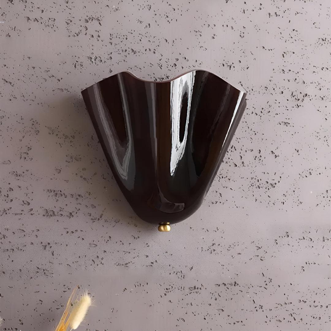 Classic Wall Sconce Light for Living Room with Curved Petal Glass Shade