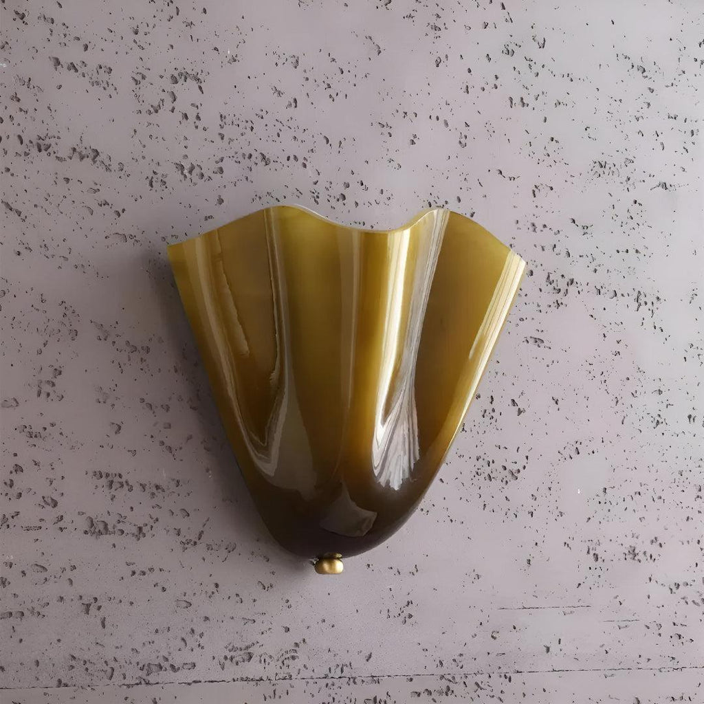 Classic Wall Sconce Light for Living Room with Curved Petal Glass Shade