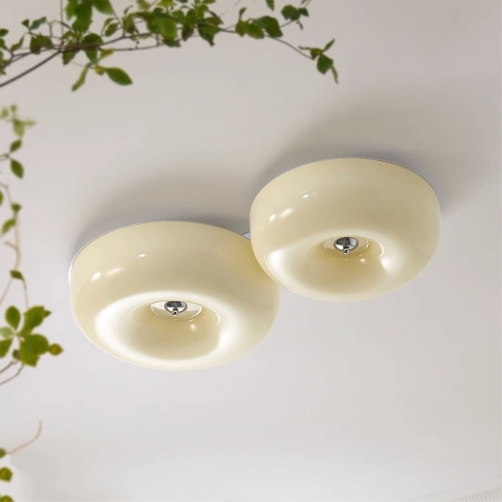 Twin Glossy Dome LED Flush Ceiling Light