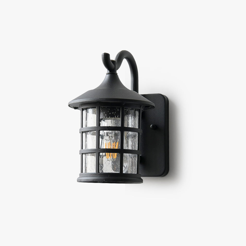 Seeded Glass Lantern Outdoor Wall Light