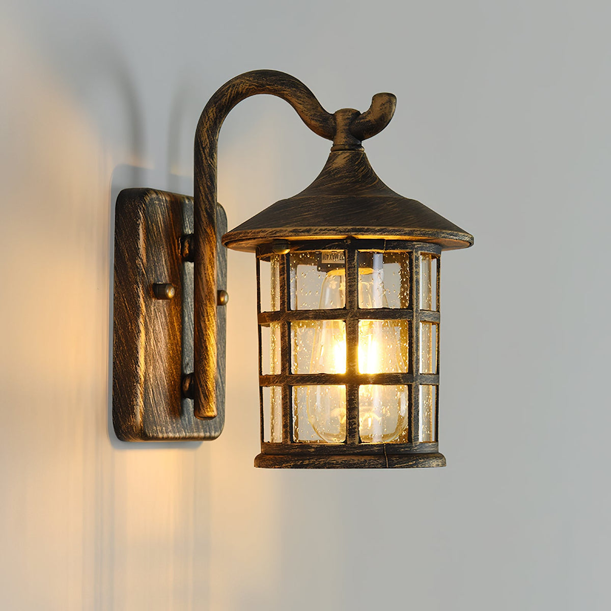 Seeded Glass Lantern Outdoor Wall Light