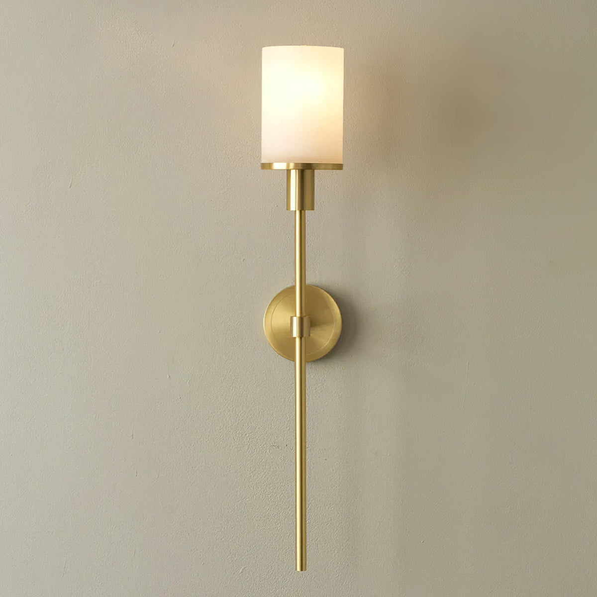 Alabaster Cylinder Brass Rod Wall Light