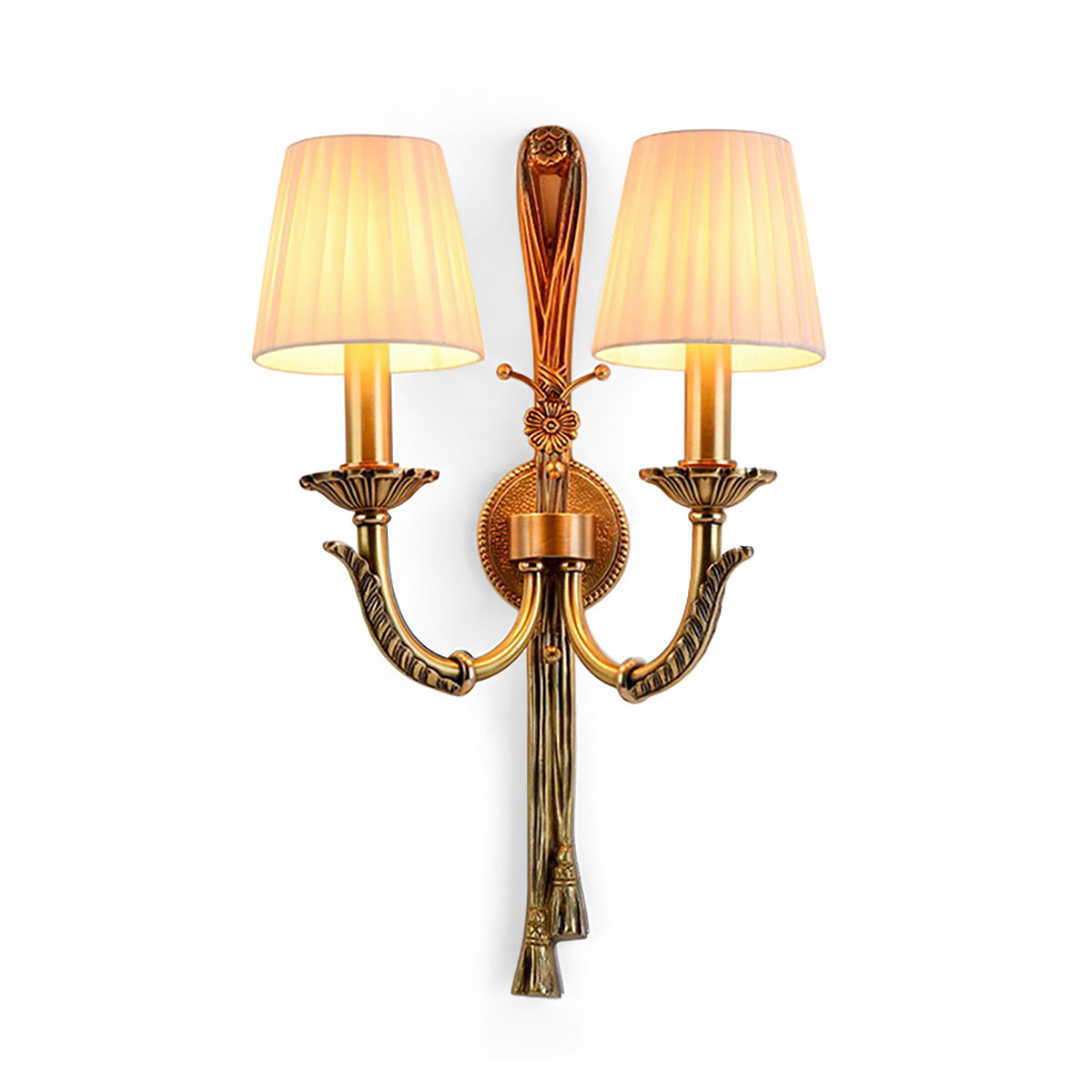 Twin Pleated Shade Tassel Wall Lamp