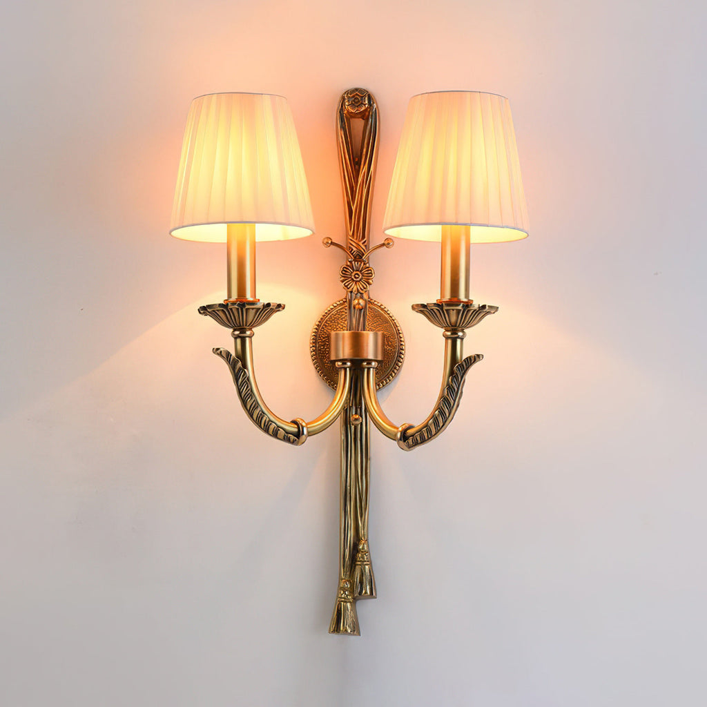 Twin Pleated Shade Tassel Wall Lamp