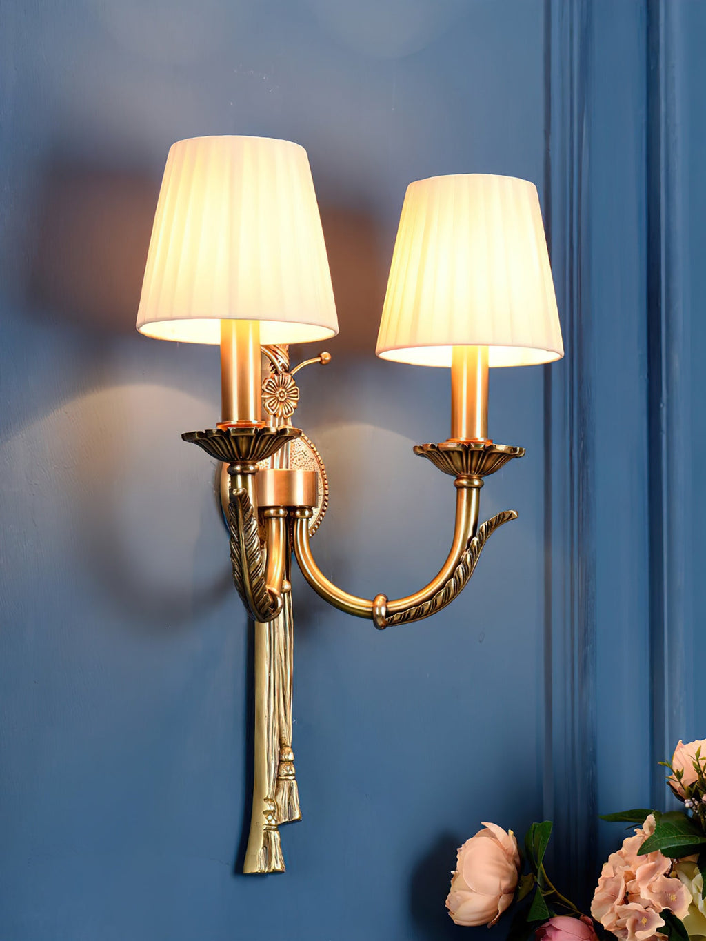 Twin Pleated Shade Tassel Wall Lamp