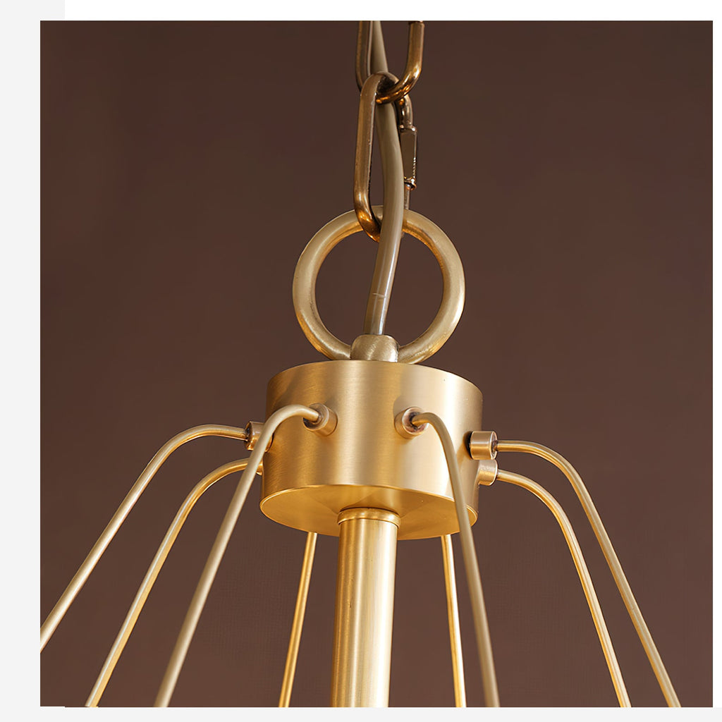 Amber Shell Glass Brass Chandelier