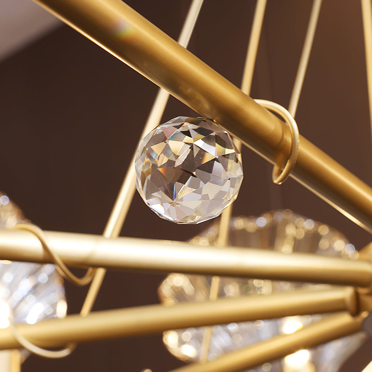 Amber Shell Glass Brass Chandelier