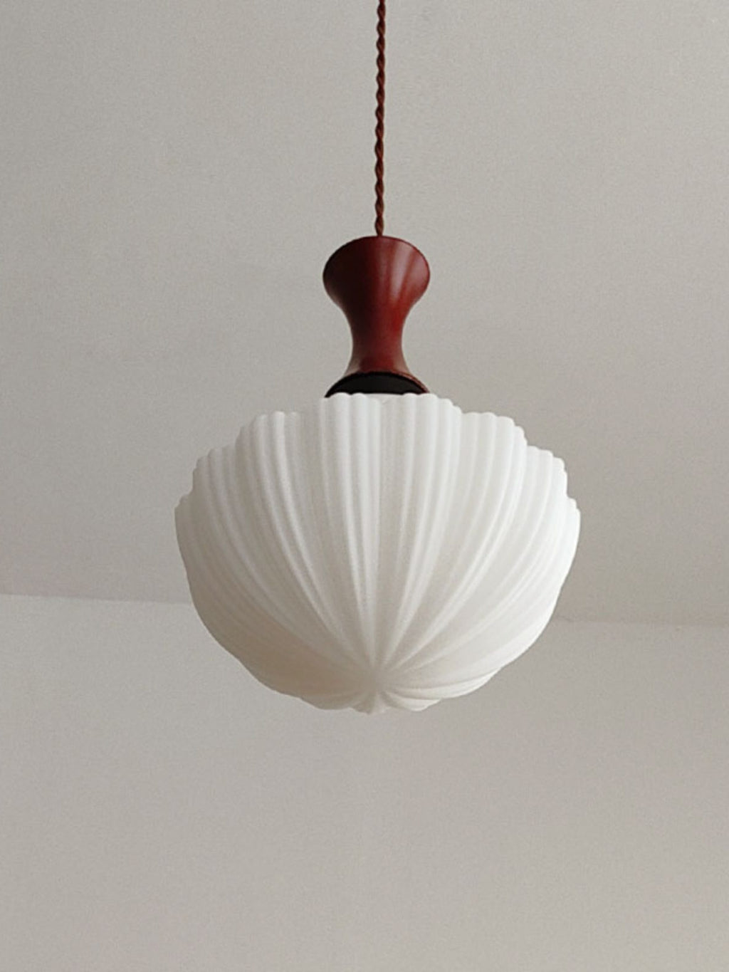 Fluted Glass Walnut Pendant Light