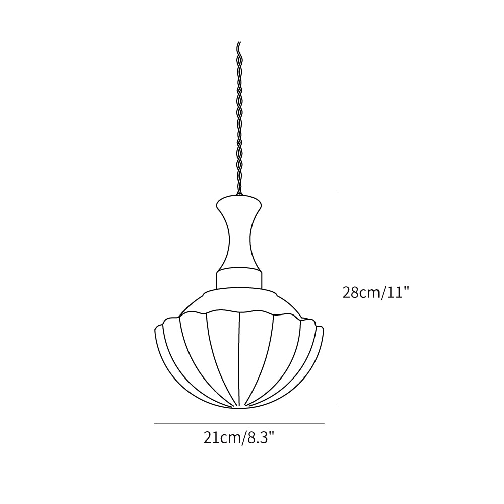Fluted Glass Walnut Pendant Light