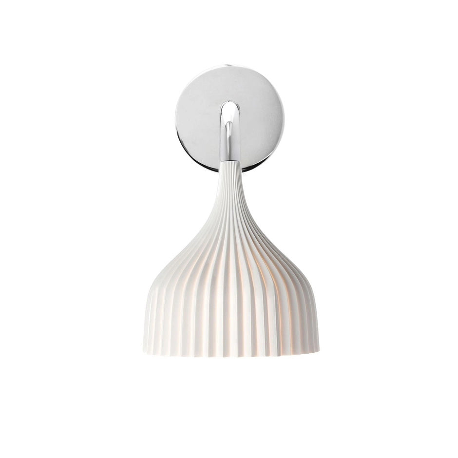 Pleated Bell Shade Curved Arm Wall Light