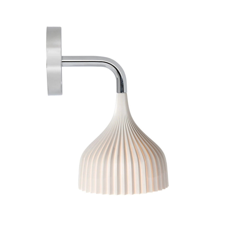 Pleated Bell Shade Curved Arm Wall Light