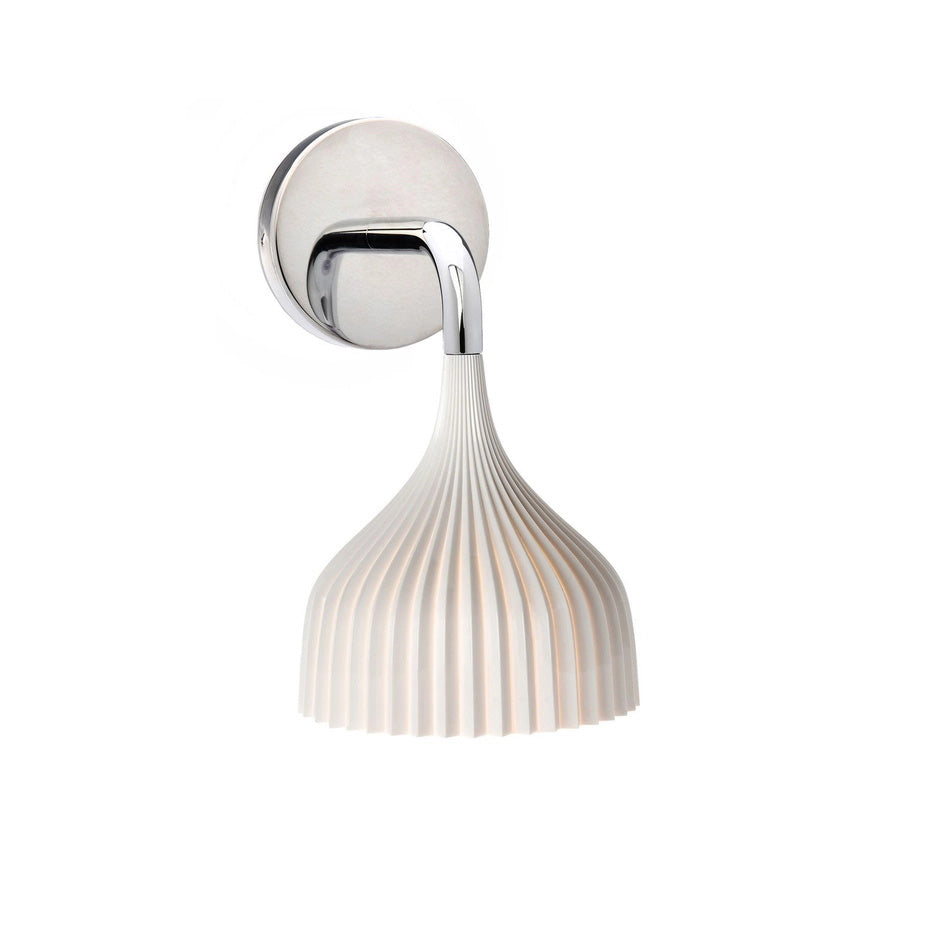 Pleated Bell Shade Curved Arm Wall Light