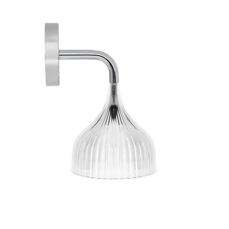 Pleated Bell Shade Curved Arm Wall Light
