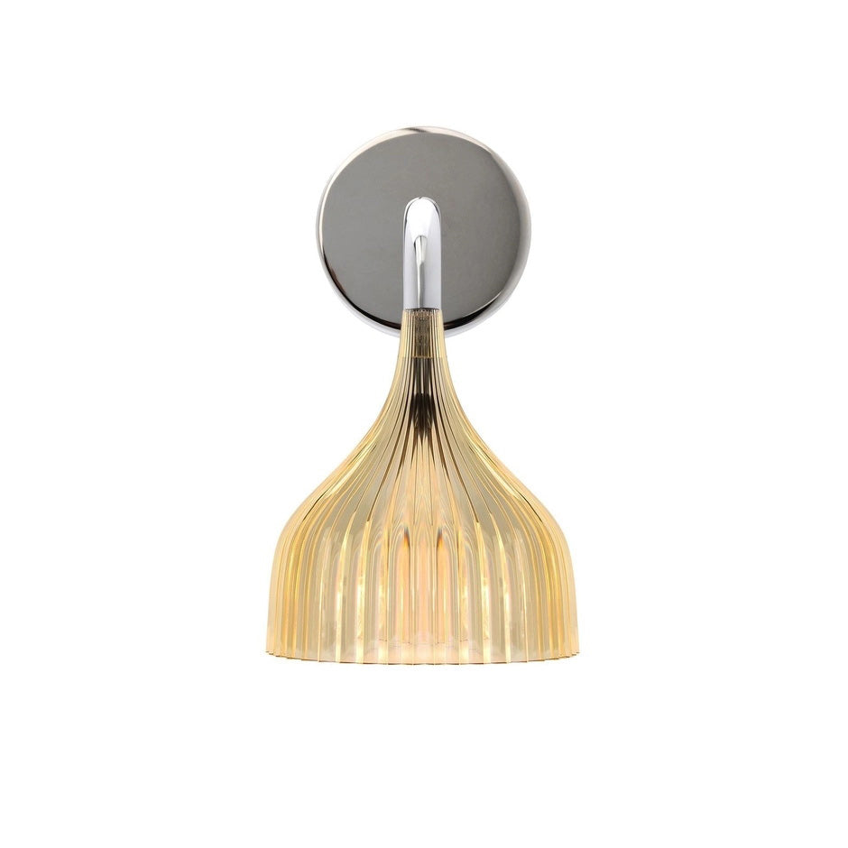 Pleated Bell Shade Curved Arm Wall Light